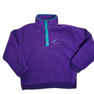 VINTAGE 90s fleece purple Cog Railway quarter button pullover‎ unisex M